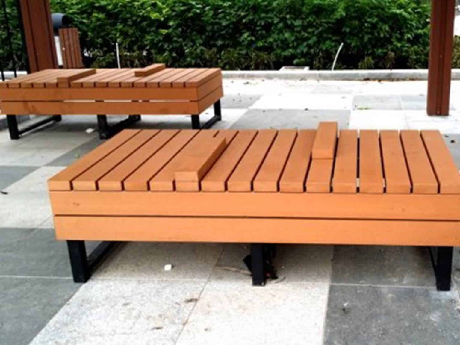 Recycled wood bench